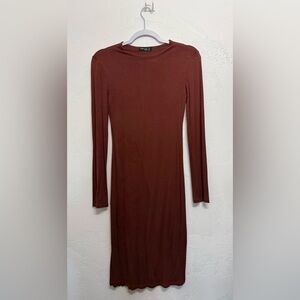 Popular Basics Rich Brown Long Sleeve Women’s Dress Size Small